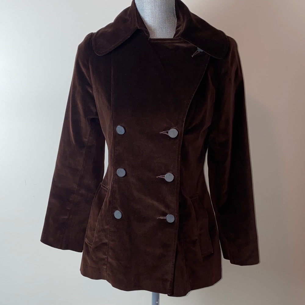 Vintage Union Made Chocolate Brown Double-Breasted Women's Pea Coat Small